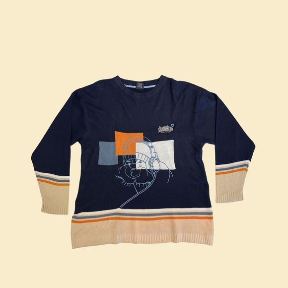 Vintage Y2K Southpole sweater, size L blue/beige spellout logo 2000s sweatshirt - Picture 1 of 10